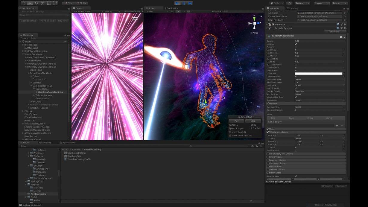 Use of Unity’s Particle System resulted in stellar effects