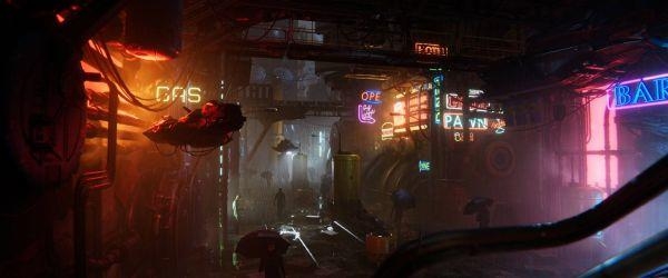 Neonlichter in einer verlassen wirkenden Bar