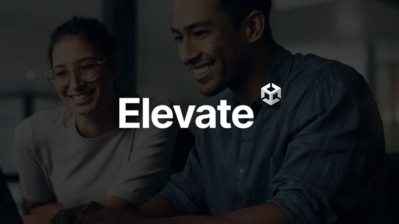 Elevate text on an image background depicting two people smiling