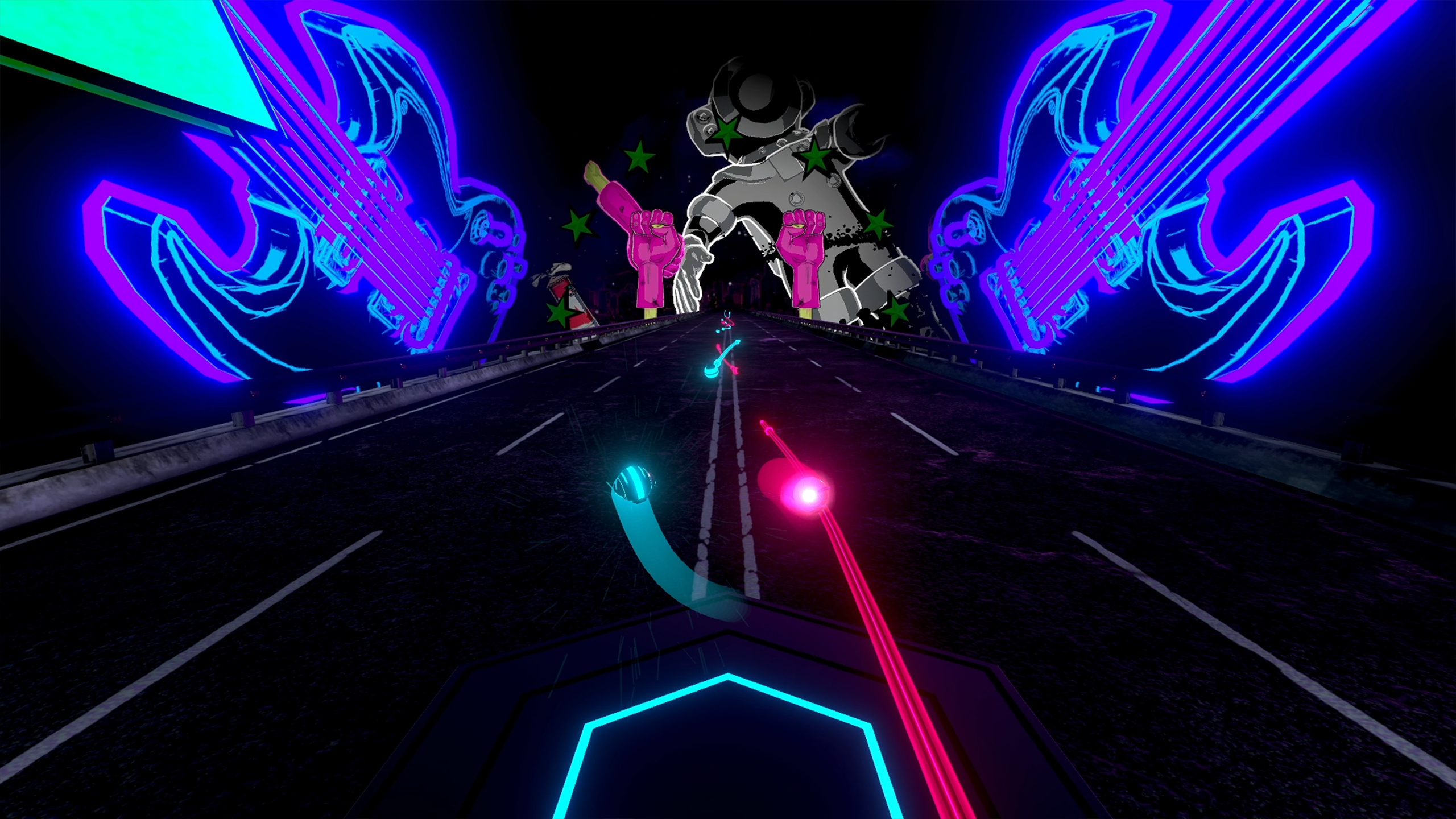 A gameplay screenshot of Synth Riders by Kluge Interactive