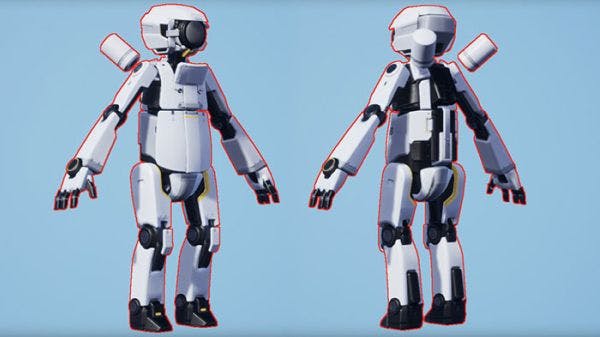 Representación 3D de un personaje robot.