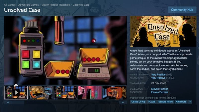 Страница Unsolved Case в Steam