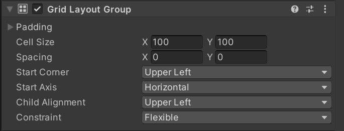 Grid layout group dialog box with grey background and white text.