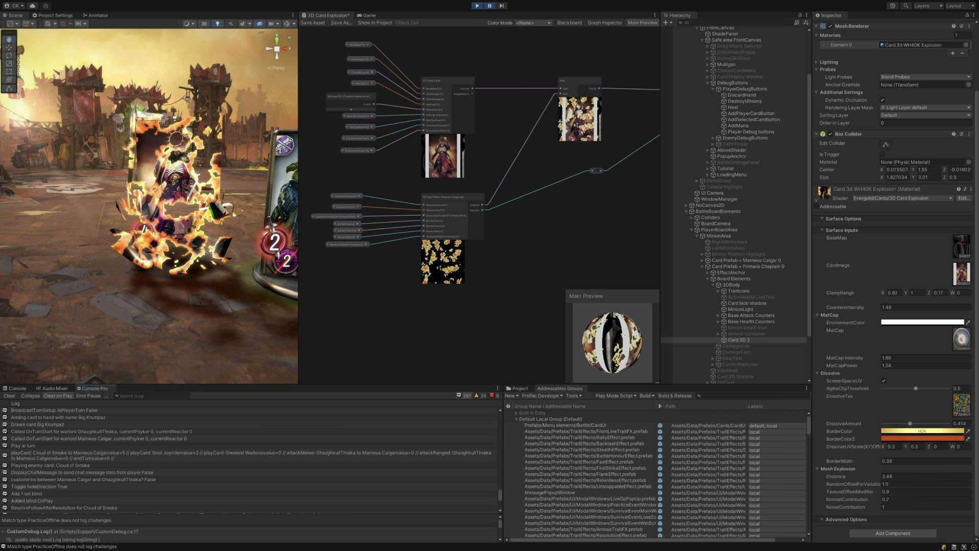 Escena del juego Warhammer 40000 en el editor Unity