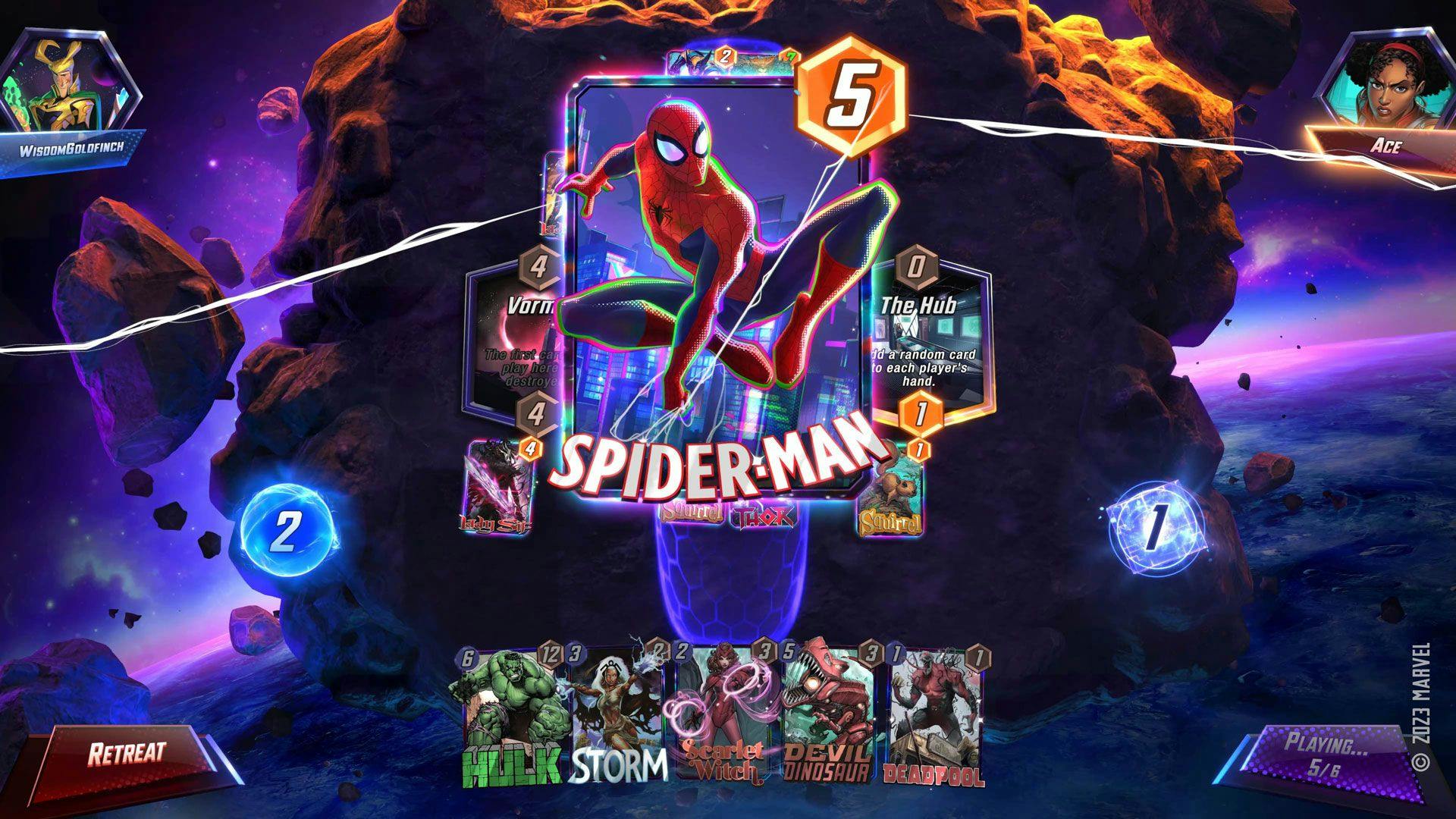 Marvel SNAPゲームプレイにおけるスパイダーマンカード