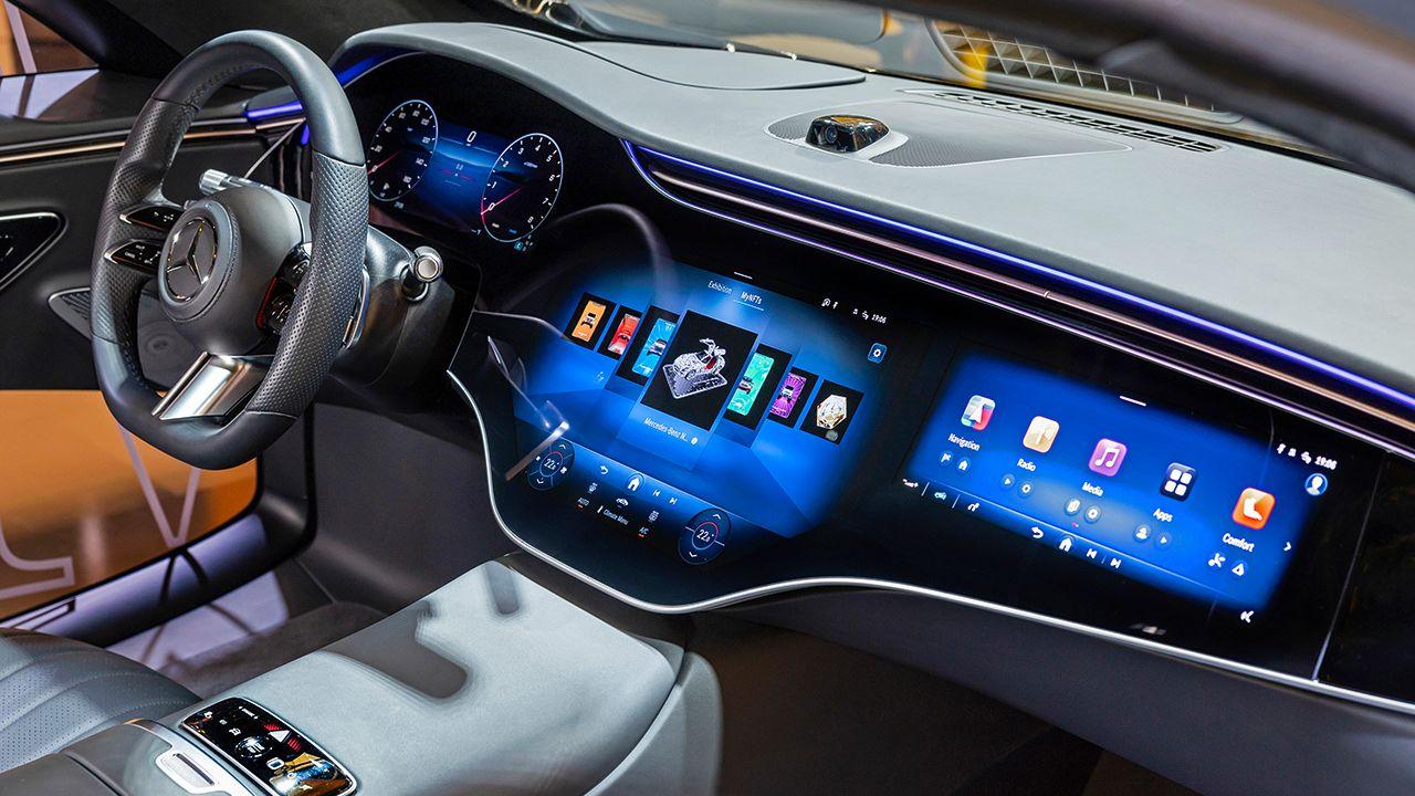 Interactive screens inside a Mercedes-Benz car