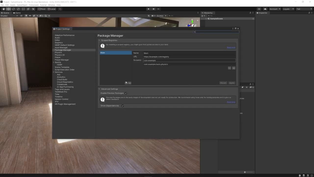 Registros com escopo para controle de pacotes personalizados