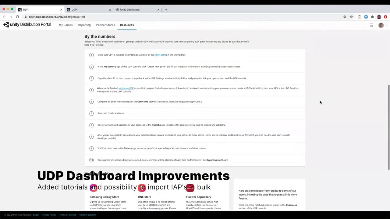 Atualizações do portal de distribuição Unity (UDP)