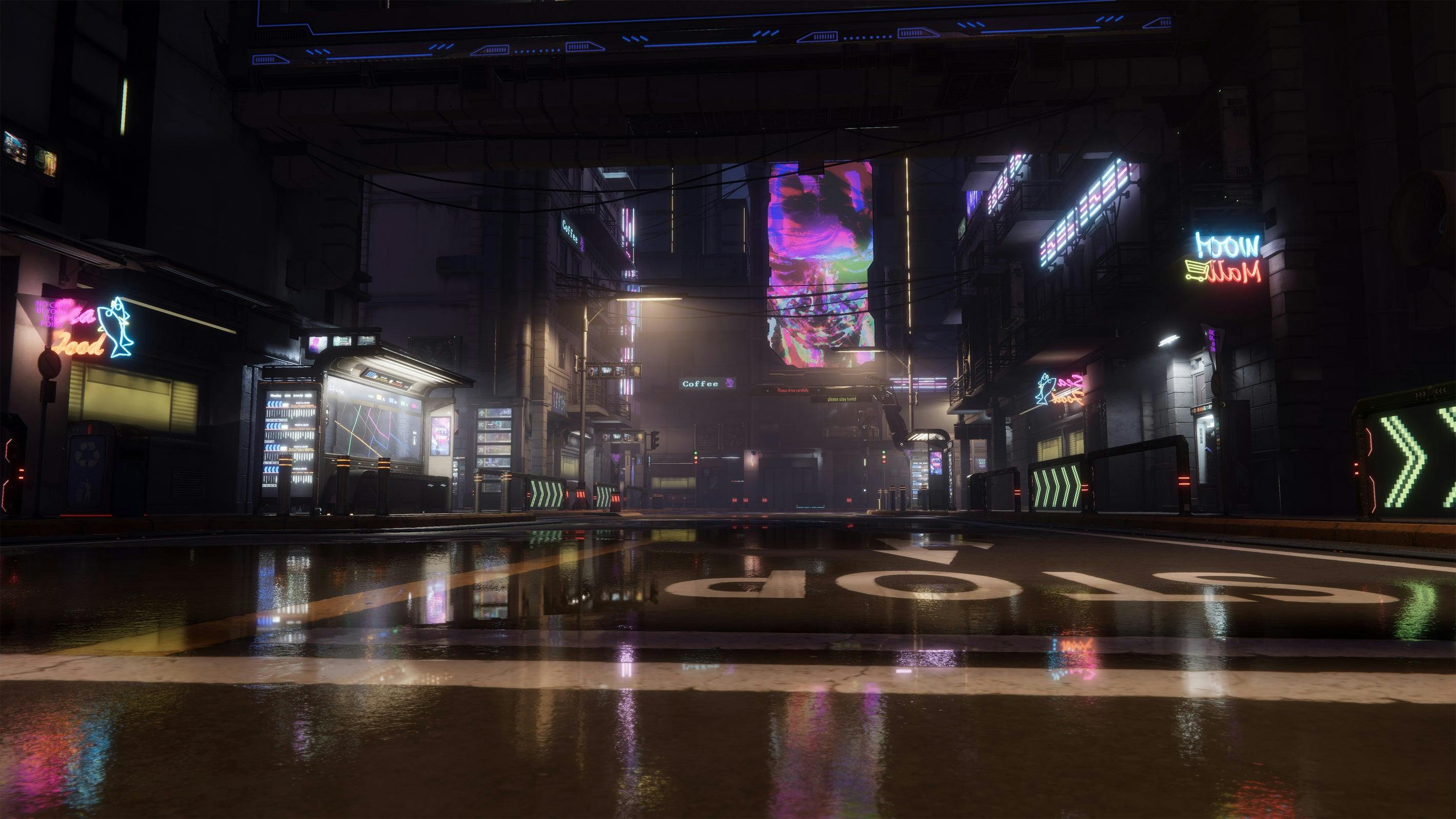 A view of night city 3d shot