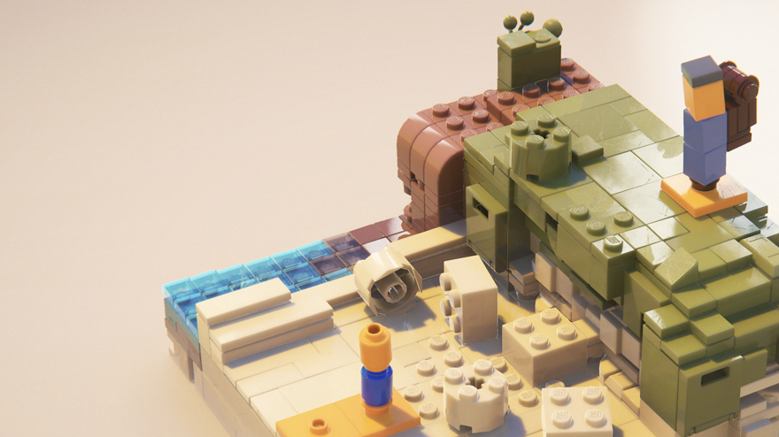 A Lego world with two small characters