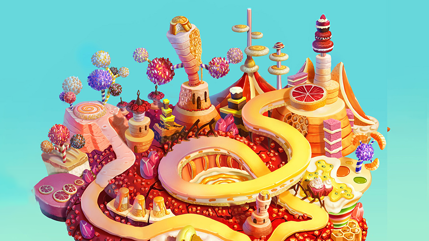 Cookie Jam world of castles, slides and candy