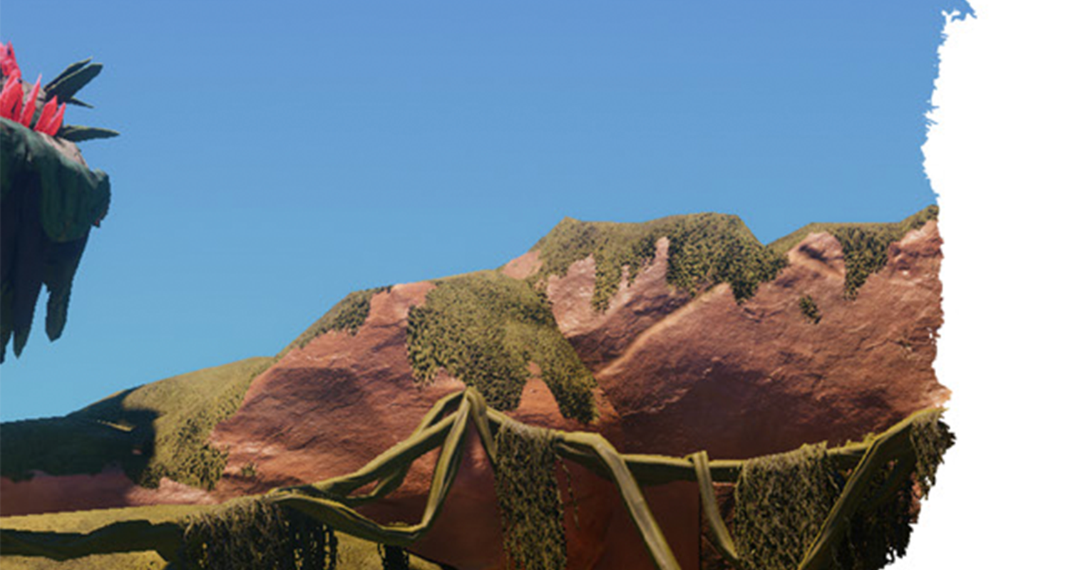 A rocky outcrop on an island