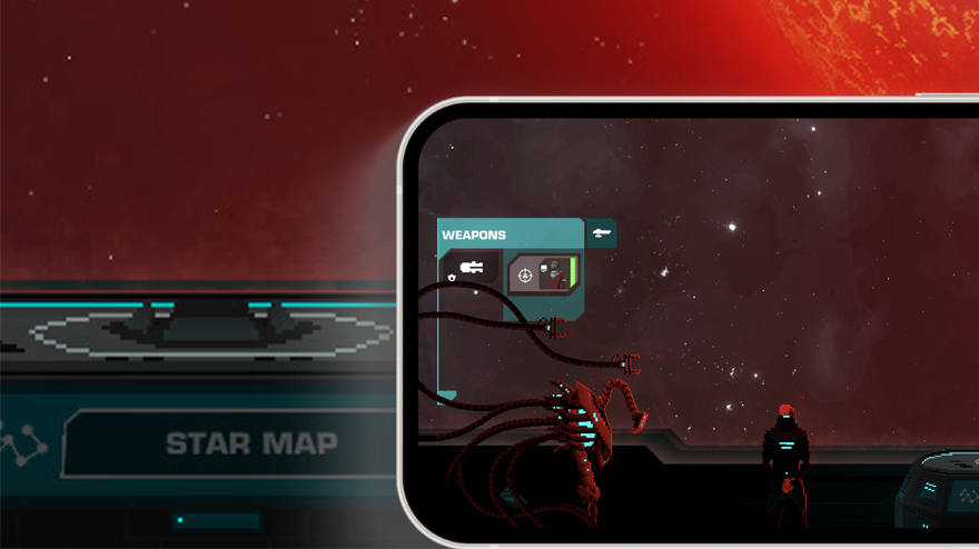 A mobile phone showing in-game action