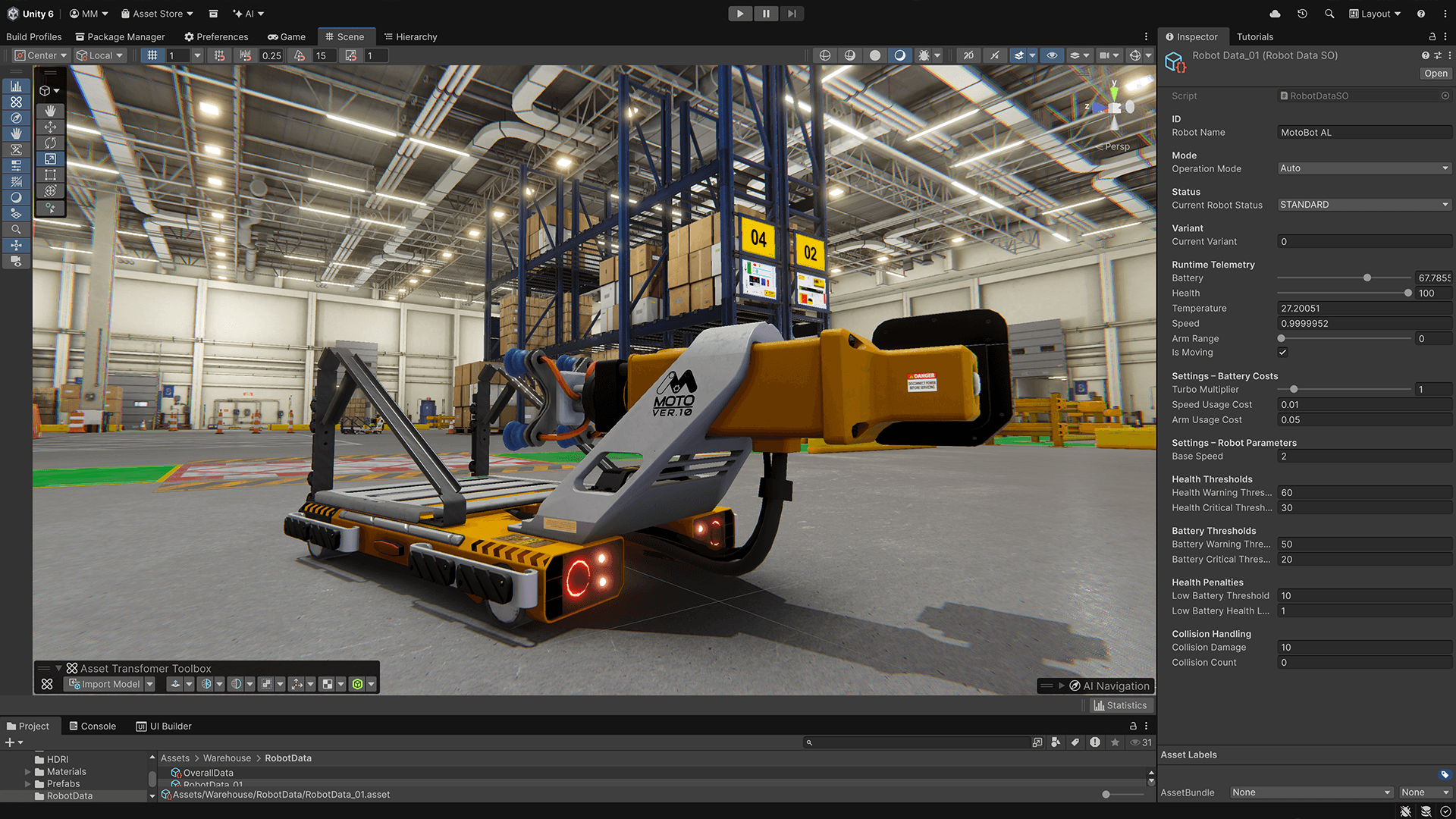 Die Vorlage „Industry Fundamentals“ ist im Unity-Editor geöffnet