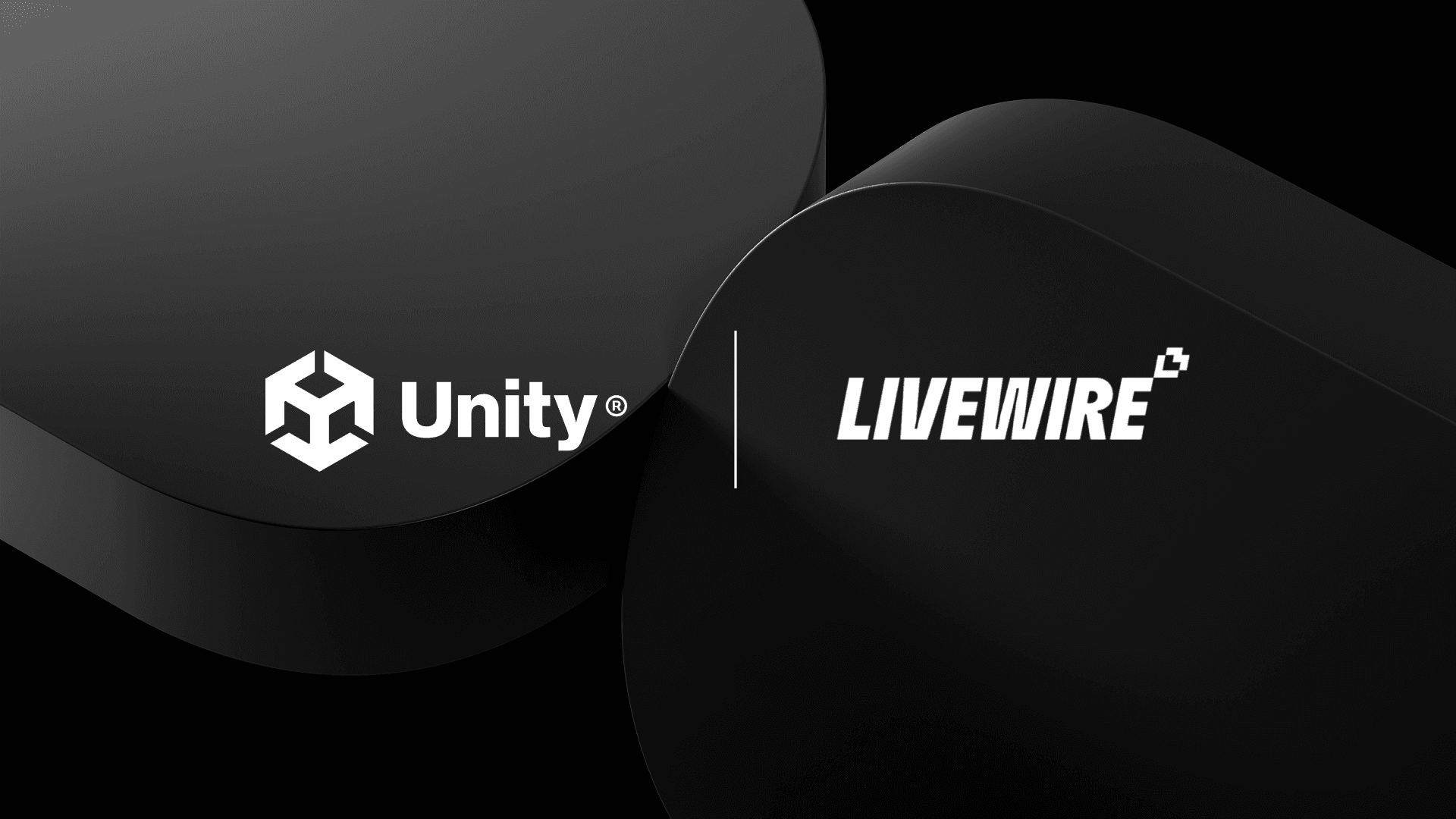 黒い背景にUnityとLivewireのロゴ