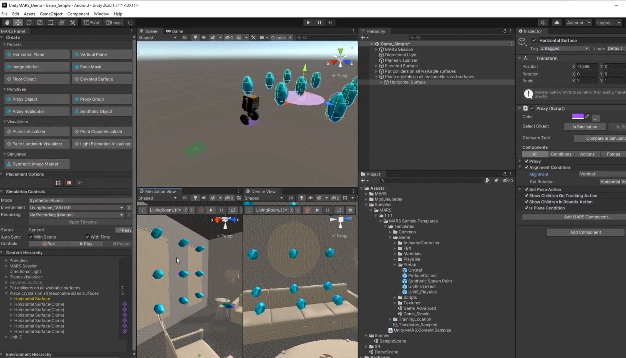 MARS in Unity editor