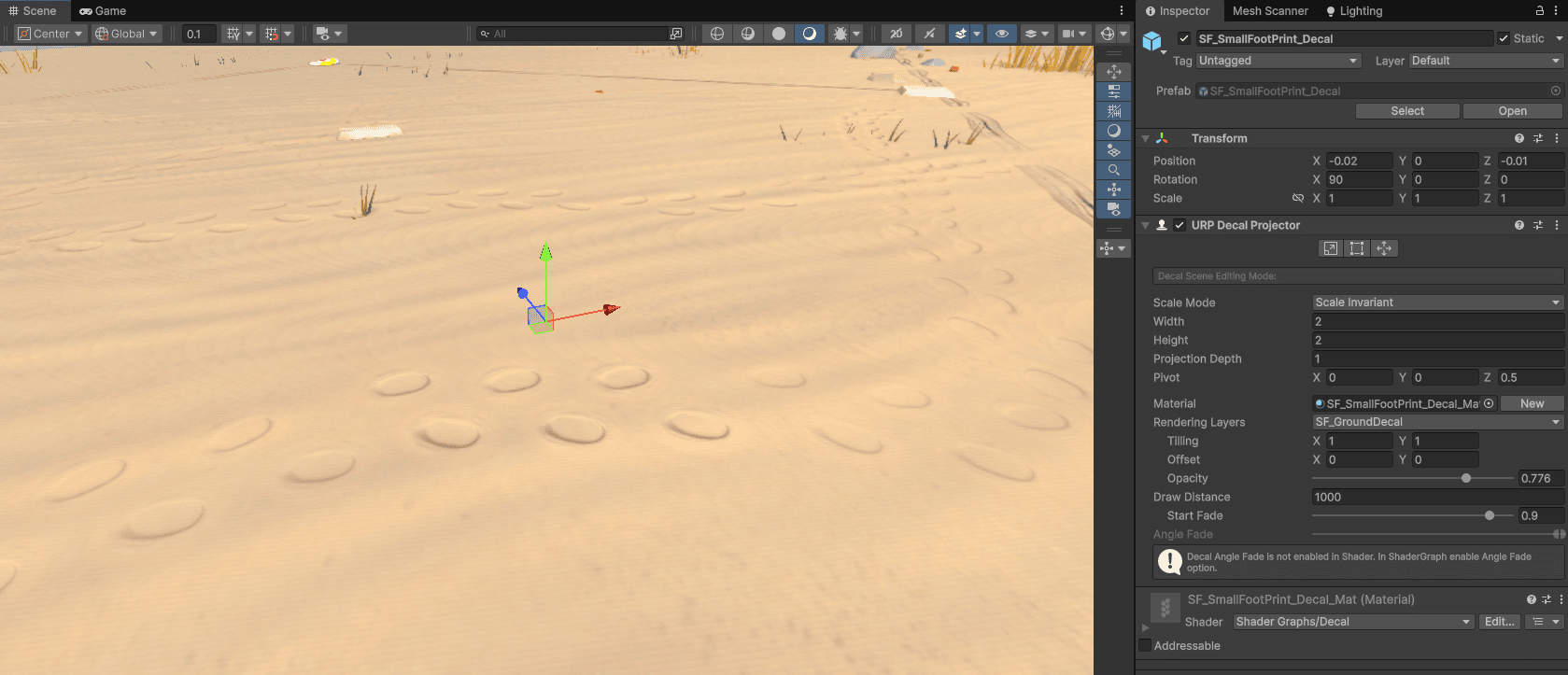 Footprint decal with Inspector settings