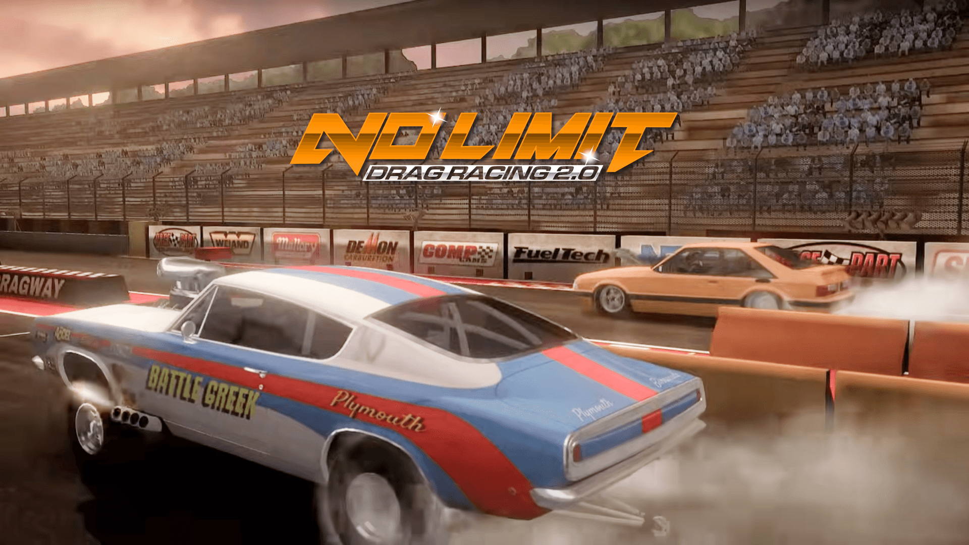 Two cars on a race track
