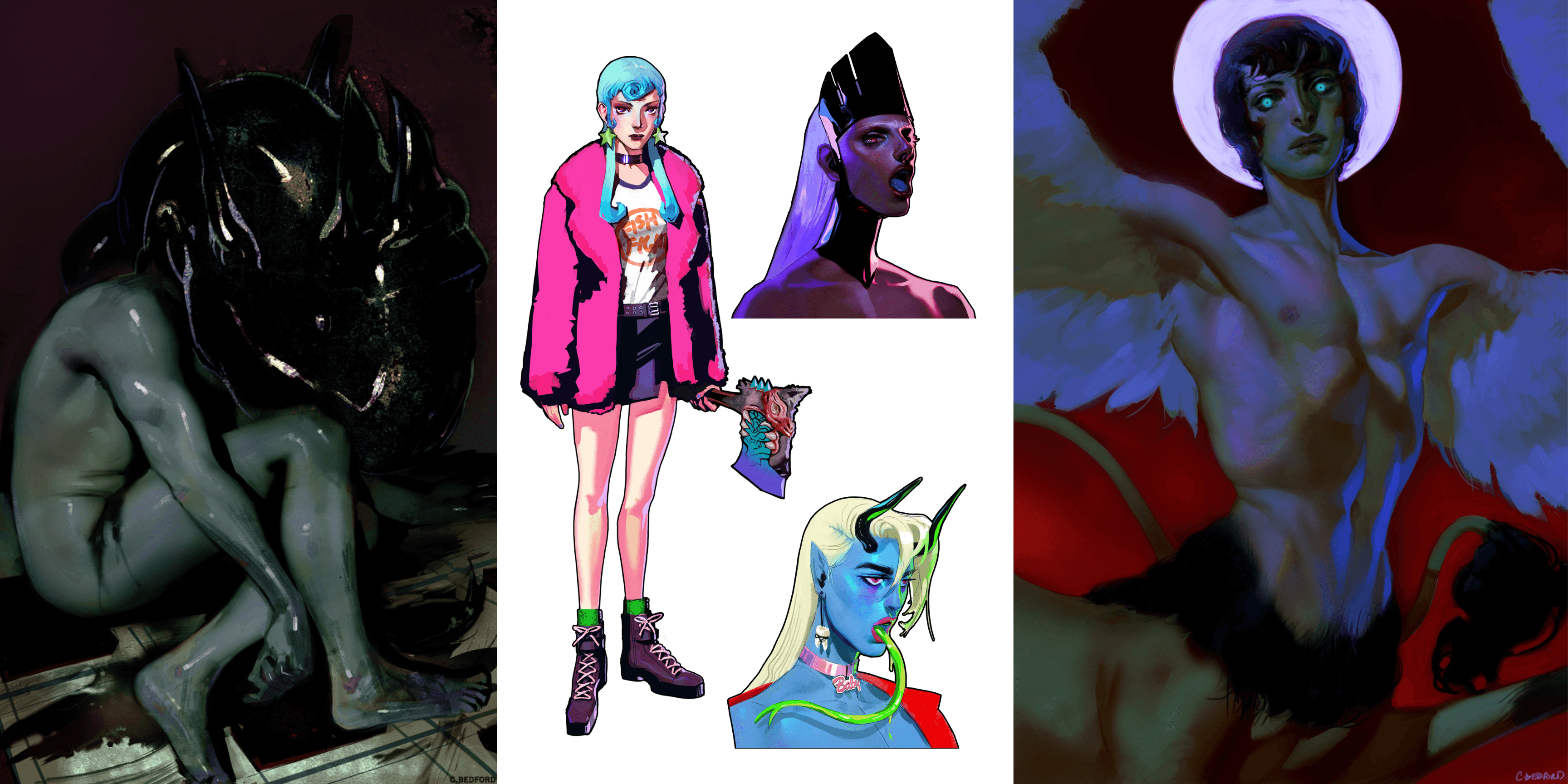 来自à la mode games、Akupara Games的《抱歉,我们已关闭》的概念艺术,使用Unity制作 - 一位穿着粉色外套的人被天使大喊