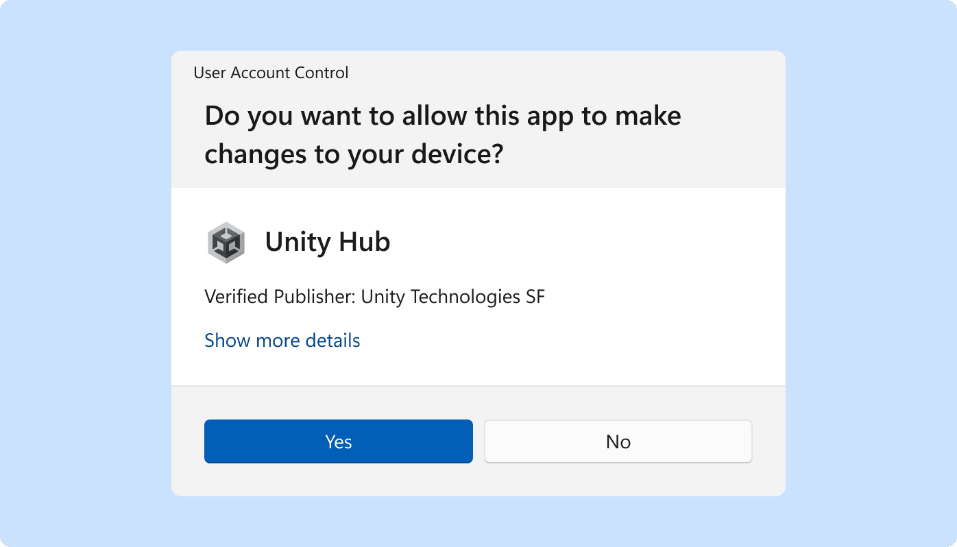 Ouvrir les instructions Unity
