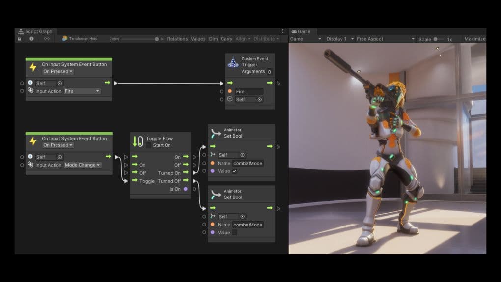 Visuelles Skripting mit 3D-Modell