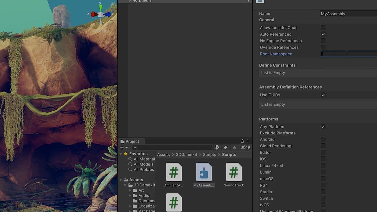 アセンブリ定義の設定で Root Namespace が利用可能に