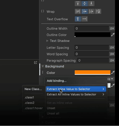 Extracting an inline style value to an existing selector