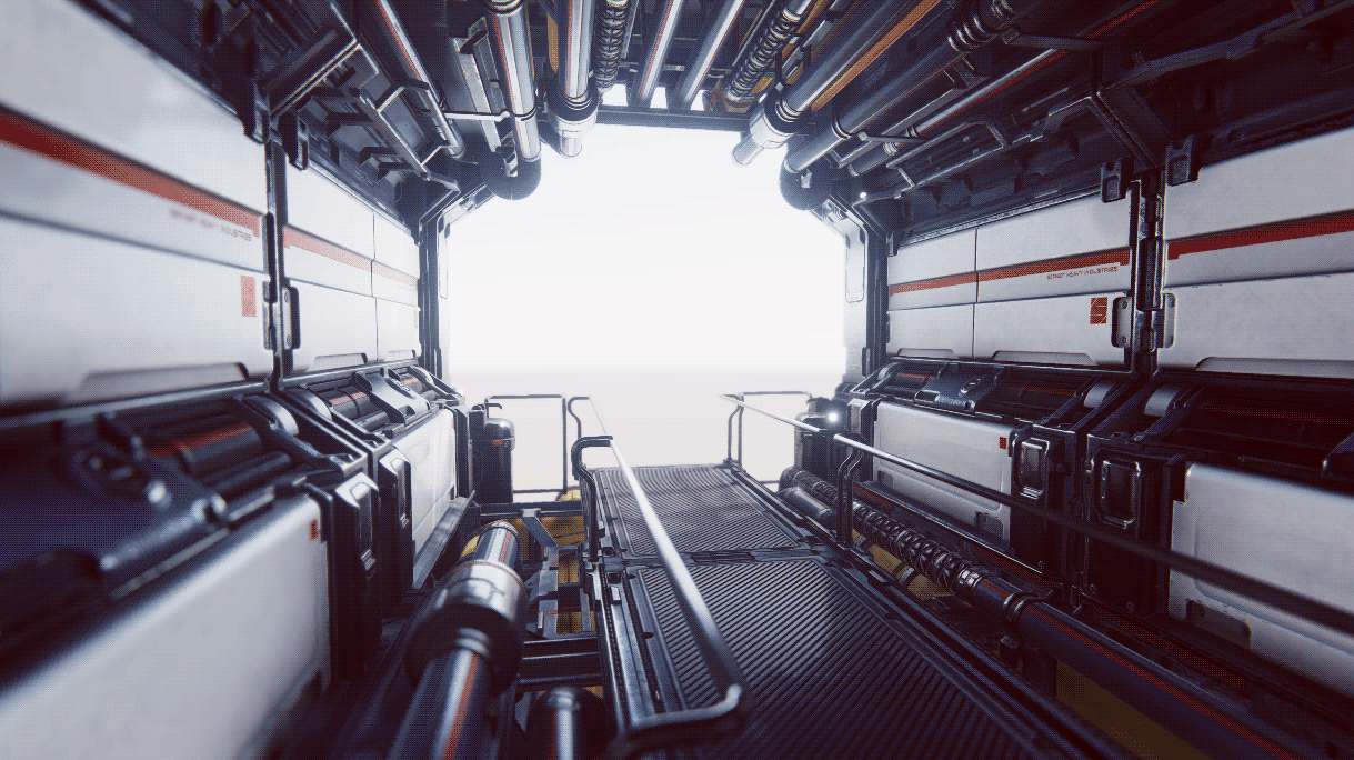 Gif of Spaceship hull light flickering on and off