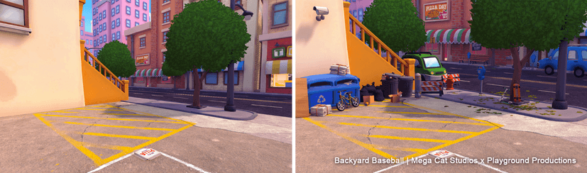 A screenshot of the Cement Gardens Camera before and after set dressing