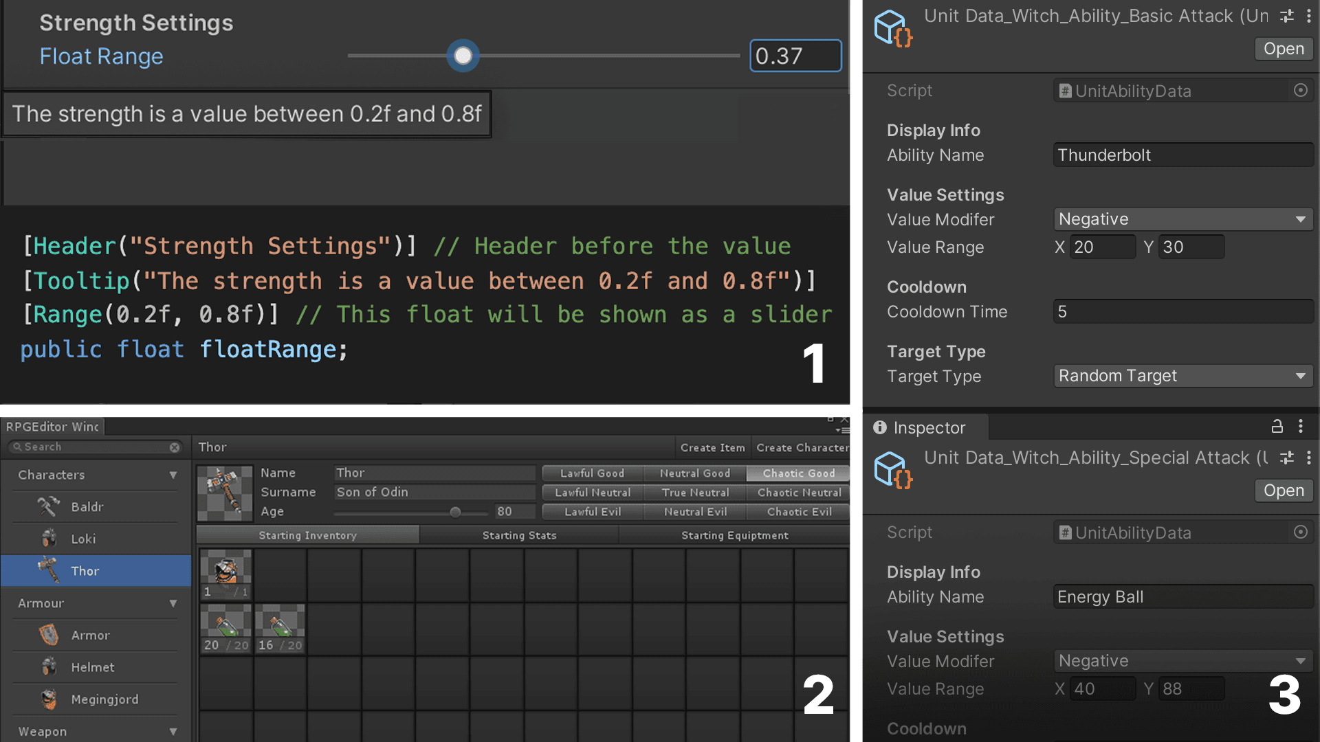 Panels that can be customized in unity, screenshot