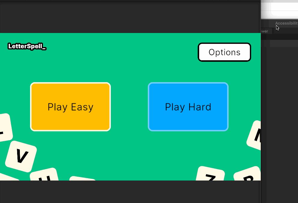 Animated GIF showing accessibility hierarchy viewer inside the Unity Editor