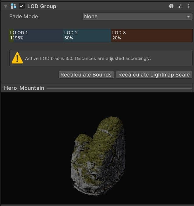 使用LOD组的网格示例
