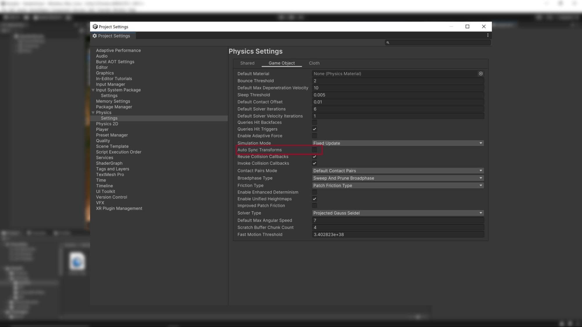 Auto Sync Disabled in a scene
