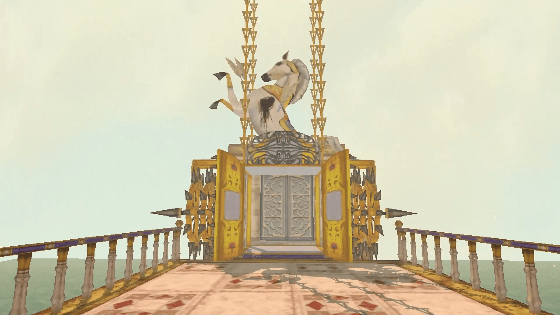 抱歉,我们已关闭,来自à la mode games,Akupara Games,使用Unity制作 - 一辆带有尖刺轮子的金色战车和一匹血淋淋的马