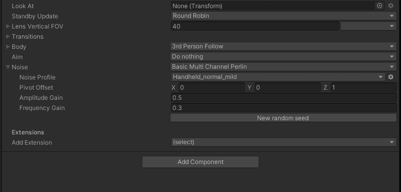 Screenshot of the Perlin noise algorithm in Cinemachine