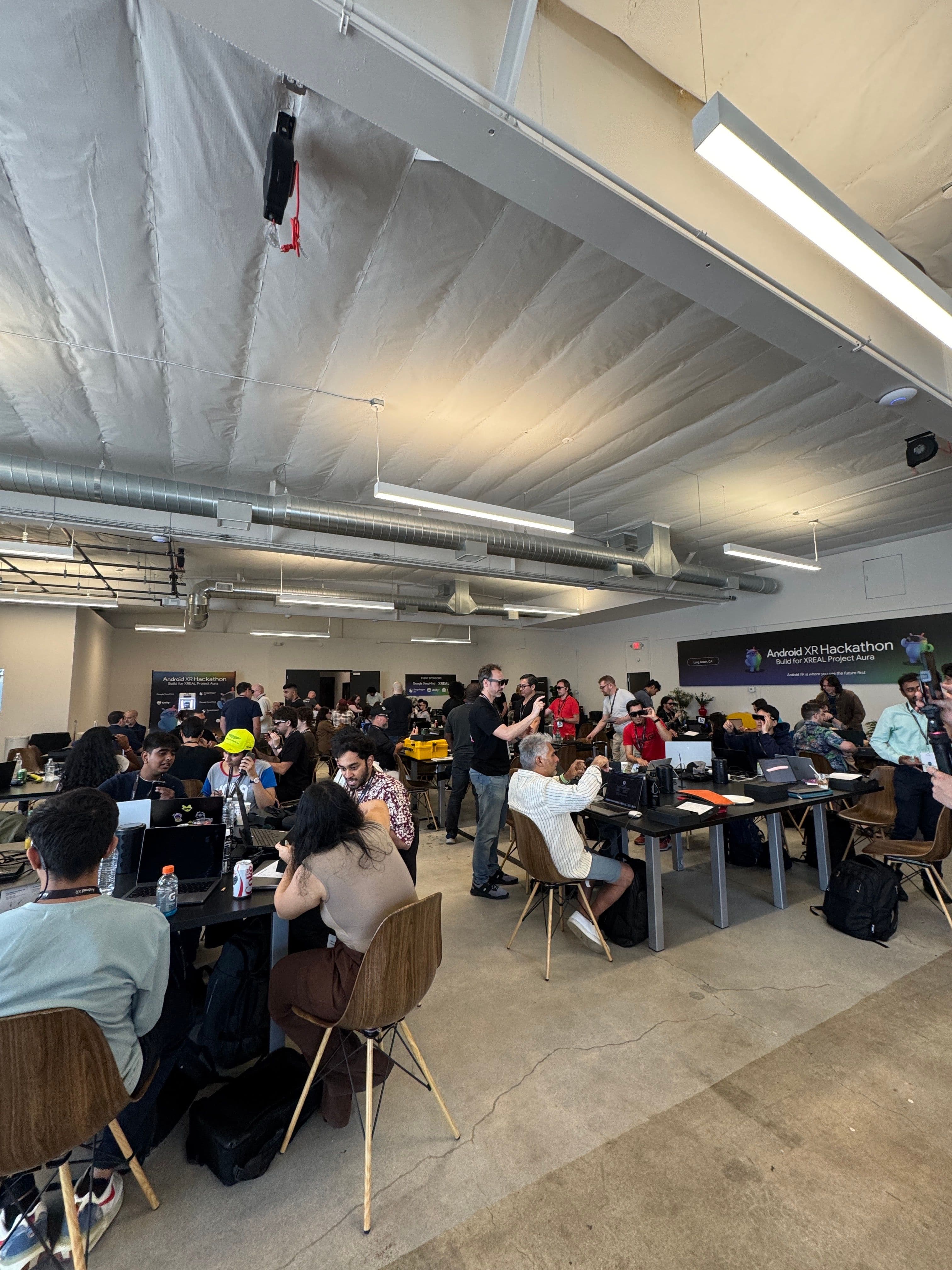 Hackathon participants working on their projects