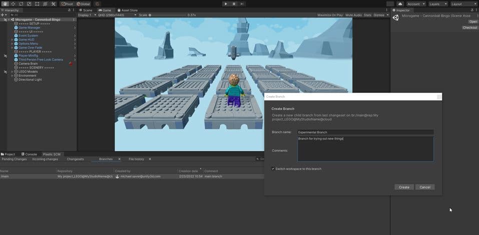 Erstellen einer Verzweigung mit Unity Plastic SCM