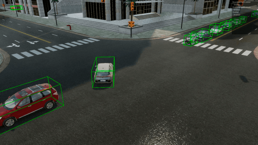 Image depicting 3D bounding boxes generated using Unity’s computer vision tools
