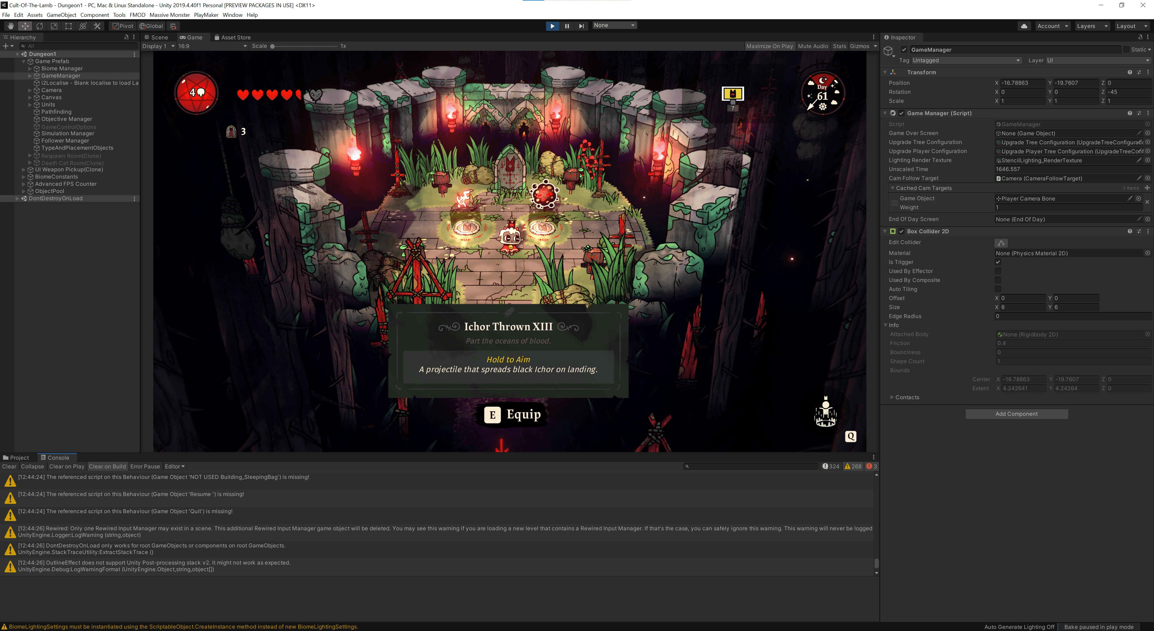 The lamb can choose between different abilities, as seen in this screenshot of a menu in the GameManager.