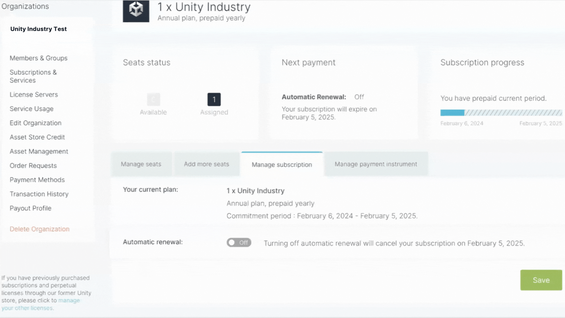 Unity Industry Auto Renew