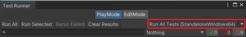 How to switch test to run in a standalone player build