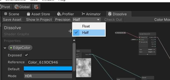 Ajuste de la precisión a la mitad en Shader Graph