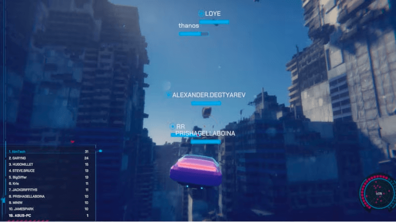 Still from Unity multiplayer sample game, Megacity