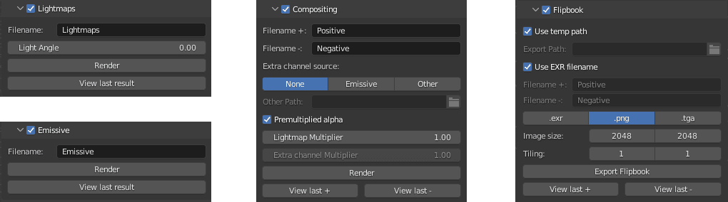 Blender exporter stages settings
