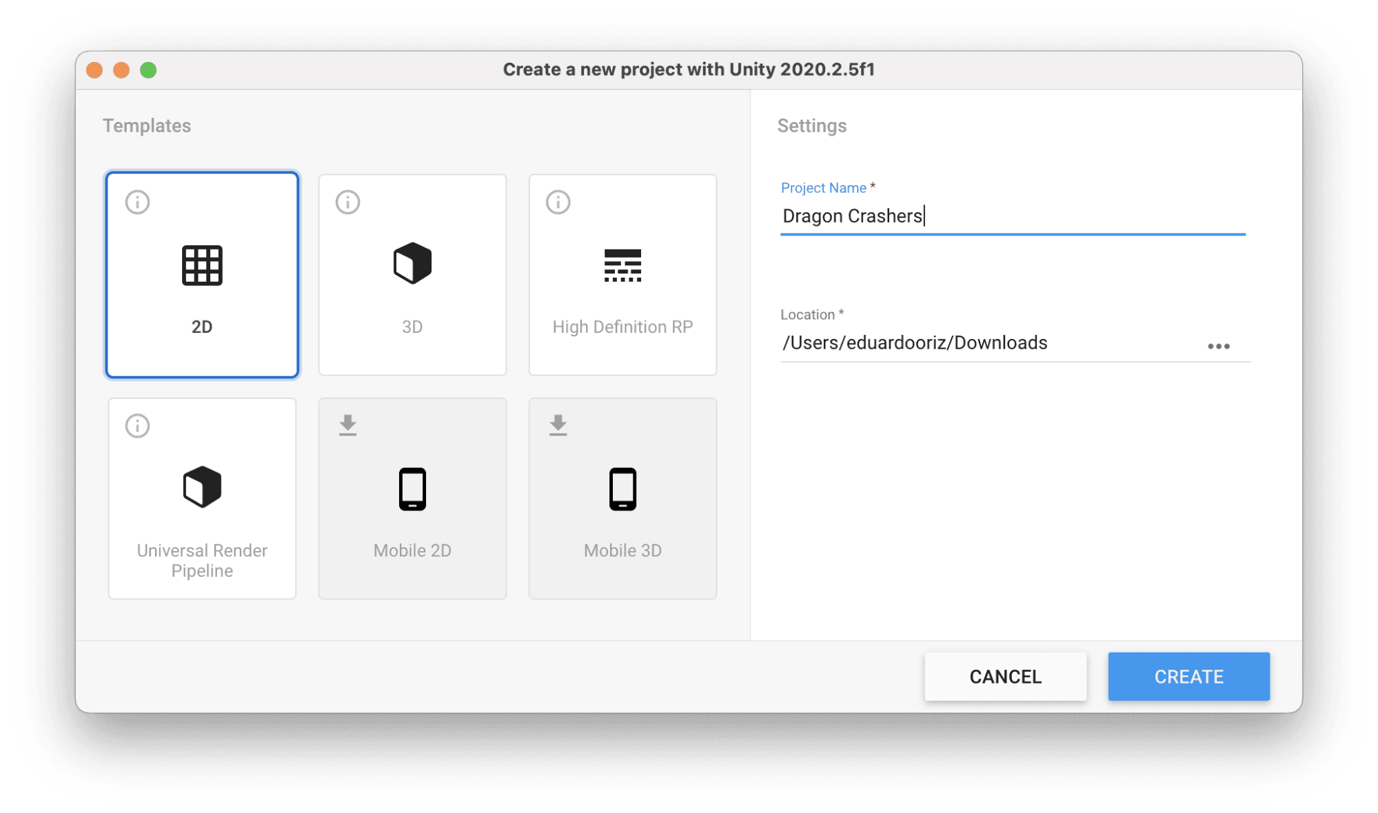 unity hub screenshot