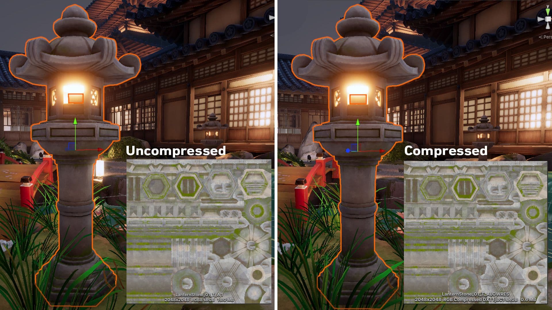 Uncompressed textures vs DXT1 compressed textures