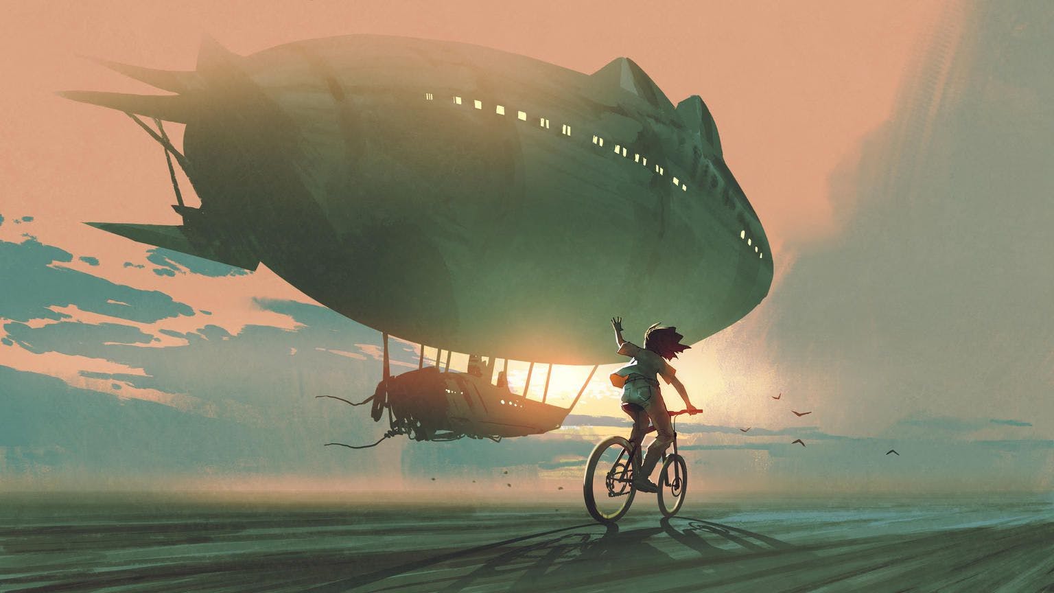 Blimp and a bicycle