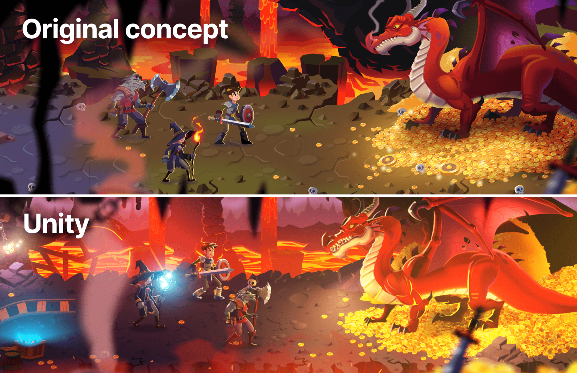 Dragon and knights