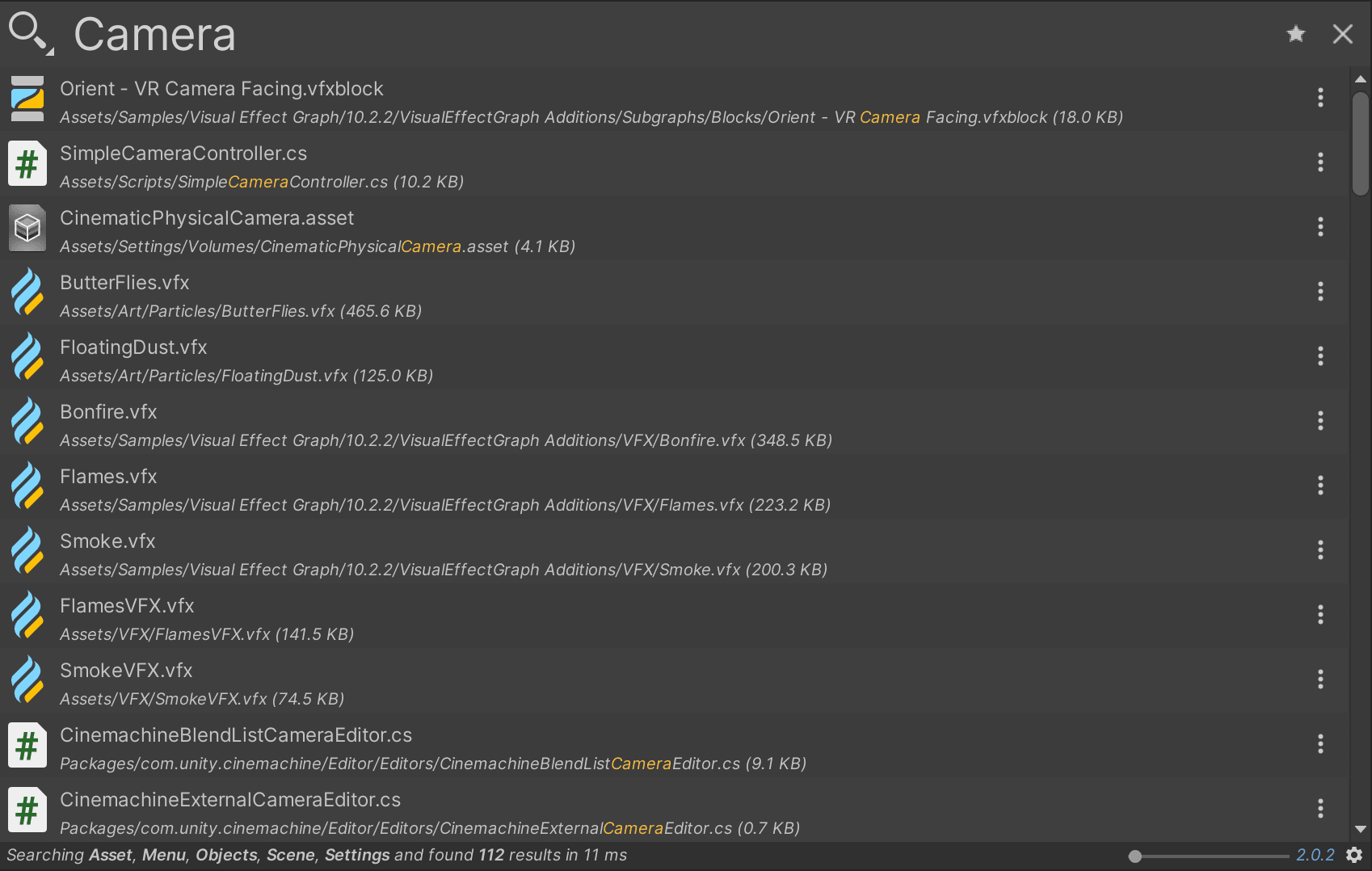 Comprehensive results from QuickSearch.