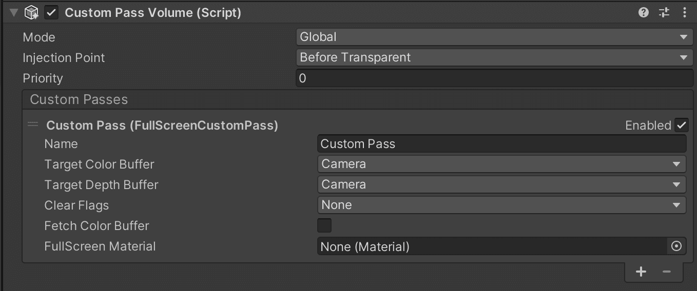 HDRP 中的自定义通道体积